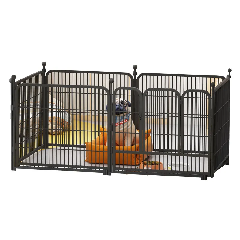 Taşınabilir siyah baskı uzun köpek oyun parkı sandık çit evcil hayvan kulubesi hayvan kafesi egzersiz kafesi panelleri