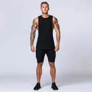 Vente en gros logo personnalisé Chemises athlétiques en coton évacuant l'humidité musculaire sans manches Vêtements de fitness Débardeur d'entraînement pour hommes