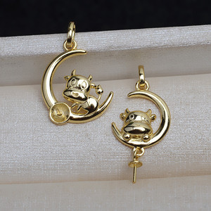 Pendentif en argent S925 avec plateau vide pour perles de 6-8 et 7-13 mm, accessoires de bijoux DIY pour femmes, zodiaque 4036 - Product Image 1