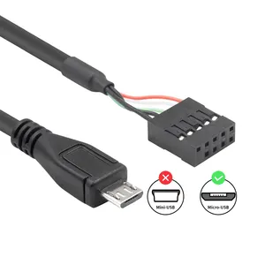 Cabo estendido Dupont para placa-mãe, adaptador macho para placa-mãe, 9 pinos, micro USB para placa-mãe