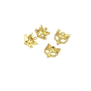 Pendentif masque de renard en cuivre 18K, couleur or véritable inaltérable, incrusté de diamants, motif renard flamme ajouré, pour bracelet, DIY - Product Image 5