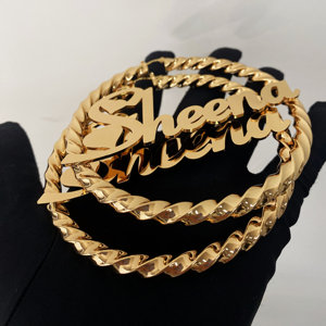 أقراط حلقية من الفولاذ المقاوم للصدأ بتصميم حبل ملتوي وقطع بالليزر، هدايا عيد الحب، معتمدة من CE، مضادة للحساسية - Product Image 2