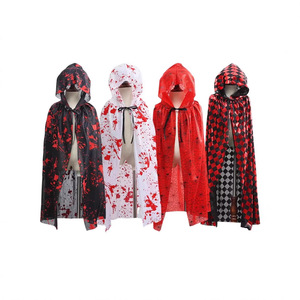 Haowu Halloween Bloodstain Hooded Cape <b>For</b> Kids <b>Adults</b> <b>Witch</b> Cosplay Cloak <b>Costume</b> - Product Image 1
