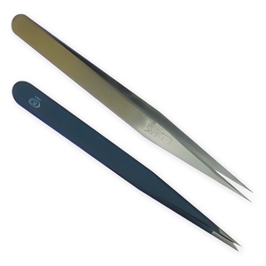Pinzas de precisión estilo AA S-132 vi, pinzas rectas de acero inoxidable, herramienta de montaje de componentes electrónicos con revestimiento ESD - Product Image 1
