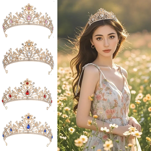 웨딩 크라운 헤어 주얼리 신부 헤어 액세서리 여성 바로크 크라운 라인스톤 크리스탈 티아라 신부 여왕 파티 크라운 선물 - Product Image 2