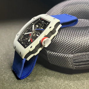 Luxury RM 67-02 Alexis Pinturault Men <b>Watch</b> – Blue White Carbon <b>Skeleton</b>, <b>Automatic</b> Mechanical Designer Timepiece - Product Image 4
