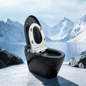 GUIXIN Smart <strong>Toilet</strong> CE Certified for European Use Black Marble-patterned Ceramic Remote Control Included P-trap/S-trap Drainage - Product Image 3