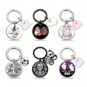 Design Custom Halloween Color-printed Metal Keychain Ghost Pattern Pendant Accessories - Product Image 6