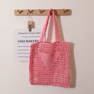 Sac fourre-tout en crochet à bandoulière avec un design en herbe tressée à <span class=keywords><strong>la</strong></span> mode, cadeau bohème, sac à main en coton tissé pour femmes, sac fourre-tout de plage - Product Image 3