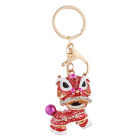 Mengda porte-clés chinois traditionnel lion cristal strass porte-clés haute Kylin lion danse porte-clés à vendre