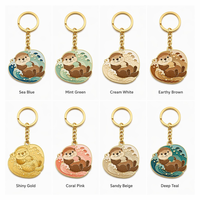Porte-clés personnalisé en émail dur sur le thème des animaux marins, plaqué or de qualité supérieure, en alliage de zinc, souvenirs d'otter et de tortue pour cadeau et collection