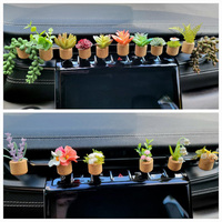 Clip diffuseur de parfum pour grille d'aération de voiture, en plastique, imitation plante florale, motif cactus succulent en pot, avec base en liège