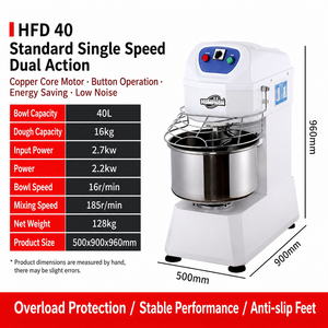 40L Spiral Mixer for Bakers New Motor Pizza Dough Bread Pastries Using Wheat Fruit Corn <b>Flour</b> Milk 1. High-Efficiency Commercial - Product Image 3