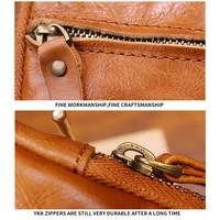 Tas Genggam Pria Vintage Dompet Kulit Asli Tas Tangan Resleting Dompet Pergelangan Tangan