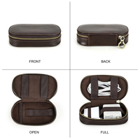Organisateur de pochette technique de voyage en cuir à l'huile pleine fleur à la main pour câbles et adaptateurs avec anneau en métal essentiel de voyage