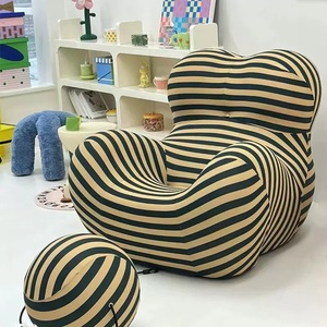Poltrona Lazy Bear in Stile Moderno, Divano Reclinabile in Tessuto a Righe, Comodo Arredo per <span class=keywords><strong>Soggiorno</strong></span> e Camera da Letto - Product Image 2
