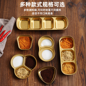 Retro Gold Stainless Steel Condiment Dish 304 Two Three Compartment Seasoning <b>Tray</b> For <b>BBQ</b> Korean Style Serving <b>Trays</b> - Product Image 2