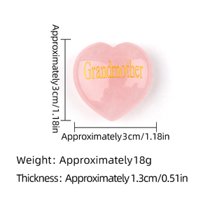 Pendentif en cristal de quartz rose en forme de cœur de 30 mm, gravé avec un mot familial, pierre de guérison, ornement en pierre précieuse, cadeau commémoratif pour la famille - Product Image 2