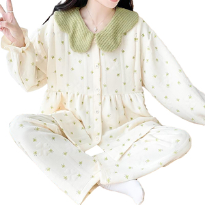 Vente en gros de pyjamas antibactériens 7A pour femmes enceintes, chaleur post-partum automne <span class=keywords><strong>hiver</strong></span>, allaitement, vêtements de détente, <span class=keywords><strong>ensemble</strong></span> de maternité - Product Image 2