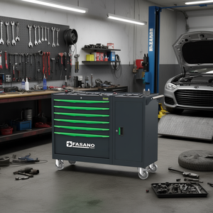 Armoire à outils roulante Fasano Tools à 6 tiroirs avec porte et roulettes pour la réparation automobile - Product Image 3