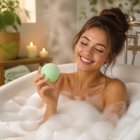 Lot de 6 bombes de bain effervescentes naturelles à l'eucalyptus vert, parfum aromatique relaxant pour spa, personnalisable OEM ODM 100g
