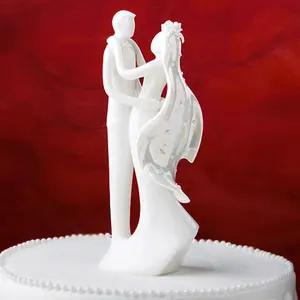 Ceramic Bride Groom Couple Figurine Cake Stand Topper Decoration for Wedding Party Cake Table Decor Gifts Supplies