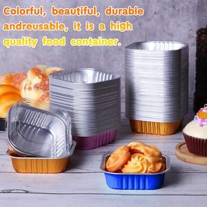 180ml 6oz Mini Square Disposable <b>Cake</b> Pans Cupcake <b>Tins</b> Dessert Mold Aluminum Containers PET Recyclable Food Packaging Blister - Product Image 3