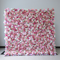 T17 Toile de fond de fleurs de mariage Décoratif 5D Soie Fleur Murale Rollup 8x8 Fleur Murale Artificielle Rose Blanche Rose pour Décoration Murale