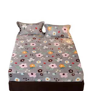 kral yatak koruyucu walmart Suppliers-Toptan elastik çiçek desen baskı tek kişilik çift kişilik yatak pazen sıcak tutmak derin cepli çarşaflar yatak kapak koruyucu