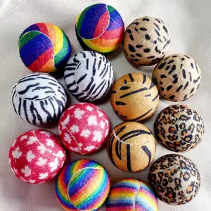 Impressão personalizada Suporte Training Tennis Ball Animais de estimação Precut Rainbow Leopard Color Impresso Felt Tennis Balls