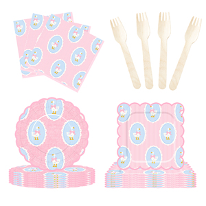 Decoración de Fiesta Temática de Animales DAMAI, Platos, Vasos y Servilletas de Papel Desechables de Color Rosa con Juego de Vajilla de Ganso para Fiesta de Bodas - Product Image 3