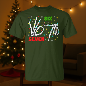 Maglietta natalizia Six Seven Skeleton Gen Z Meme Holiday Wear - Product Image 4