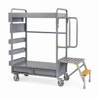 Chariot de picking d'entrepôt robuste personnalisé avec marches, chariot de picking en acier, équipement de manutention, OEM ODM