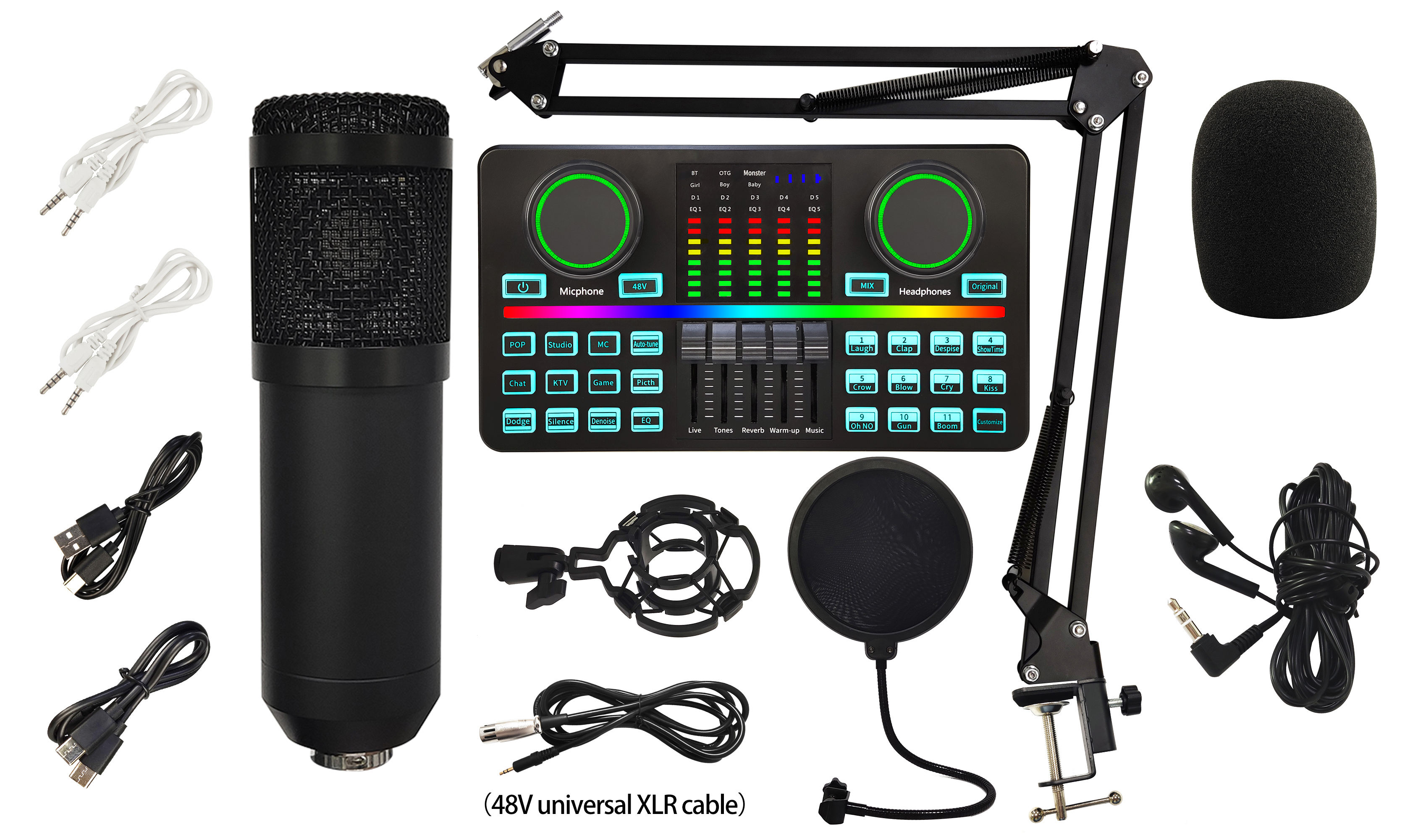 BM800 microphone with D9 sound card kit