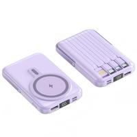 Batterie externe magnétique sans fil 20W 10000mAh en alliage d'aluminium, charge rapide, support de charge portable avec câbles intégrés Type-C