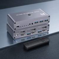 Convertisseur HDMI DP Hardrock 4K 8K avec Hub USB 3.0 en Acier Inoxydable, Plug & Play, Partage Multi-Appareils, Certifié FCC