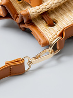 Nuevo bolso de mano de cubo de paja para mujer, bolso cruzado para mujer, bolso de hombro de moda de diseñador de lujo de PU con letras de palabras sólidas