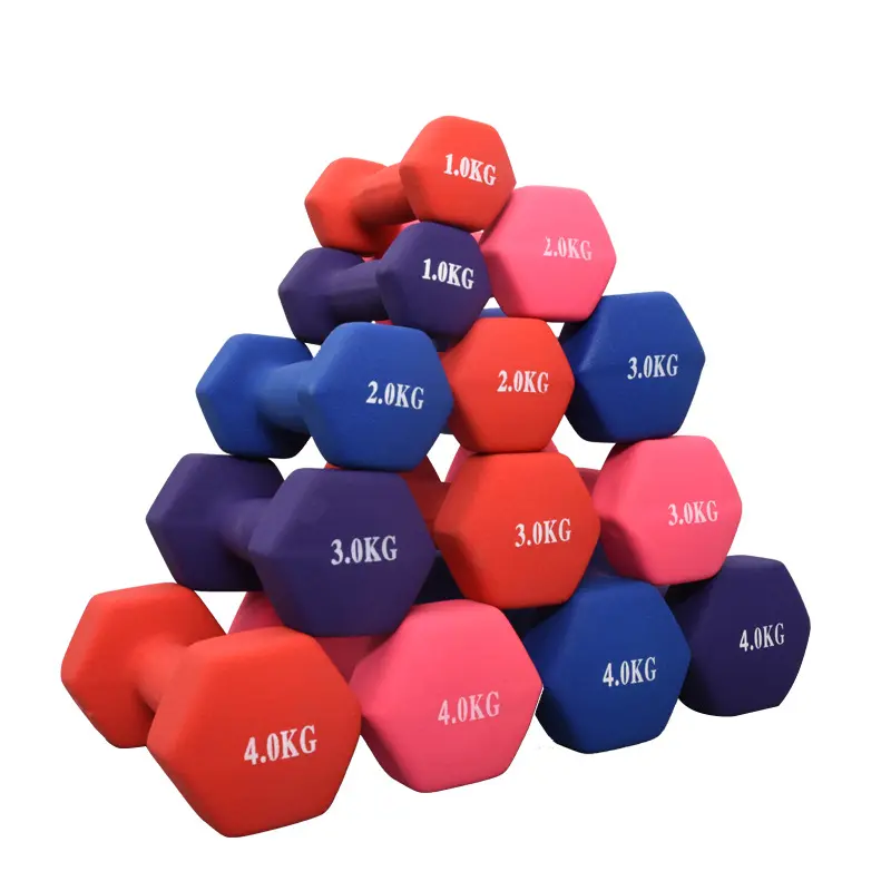 Haltère hexagonal spécial fitness pour femmes trempette en plastique gym maison bras musculation brillant givré solide haltère