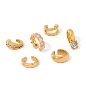 C-shaped Ear <b>Cuffs</b> Gold Plated With Clear Stones Stackable For Non-Pierced Ears Fashion Jewelry - Product Image 4