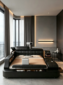 Muebles de Dormitorio Inteligentes con Almacenamiento y Función de Masaje, Cama Doble Moderna Tapizada de Lujo Ajustable, con Estructura de Madera, Tamaño Queen/King - Product Image 3