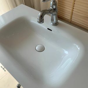 New oak painted French style bathroom cabinet ceramic integrated basin washbasin cabinet customization - Product Image 5