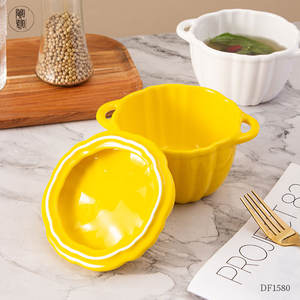 ชามฟักทองแบบสองหูพร้อมฝาปิดสุดสร้างสรรค์เตาอบไมโครเวฟชามสลัดผลไม้แตงโมน่ารักจานใส่ซุปเซรามิกสำหรับอบ - Product Image 5