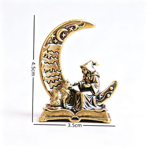 1 unidad Nueva Estatuilla <span class=keywords><strong>de</strong></span> Gato Bruja Lunar <span class=keywords><strong>de</strong></span> Latón y Cobre, Adorno <span class=keywords><strong>de</strong></span> Escritorio, Venta al por Mayor - Product Image 3