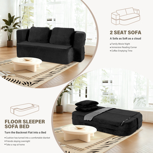 Boneless Cloud Couch,78" Queen Convertible <b>Sofa</b> <b>Bed</b> with Blanket,Scott Fabric Modular Loveseat,High-Density Sponge No Assembly - Product Image 6