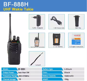 Cho Baofeng BF-888H chuyên nghiệp 5 Wát UHF cầm tay gmrs Walkie Talkie 2 Wát Công suất đầu ra 5km phạm vi <span class=keywords><strong>Analog</strong></span> ham đài phát thanh Thông tin liên lạc - Product Image 5