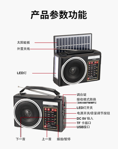 Producto en Oferta, Radio Solar Retro Inalámbrica con Altavoz de Audio de 3 Bandas <span class=keywords><strong>FM</strong></span>/AM/SW para Exteriores - Product Image 3