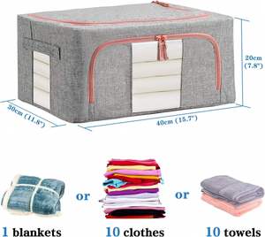 Cotton Linen <b>Fabric</b> Clothes <b>Storage</b> <b>Box</b> Foldable Cloth Home Wardrobe <b>Storage</b> <b>Box</b> Large Capacity <b>for</b> Clothes Quilt Toy Tools <b>Box</b> - Product Image 3