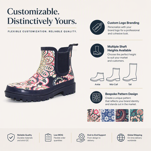 Botas de Lluvia Chelsea con Diseño Paisley para Mujer, Elásticas, Impermeables, de Goma, Fáciles de Poner, Modernas - Product Image 5