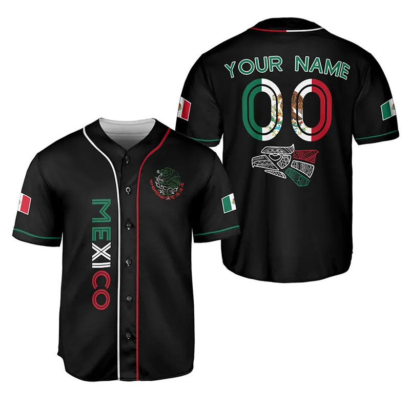 Op Maat Bedrukt Mexico Usa Guatemala Puerto Rico Honduras El Salvador Nicaragua Vlag Softbal Shirts Honkbal Jersey