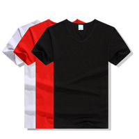 2024 Loose Casual Komfort 100% Baumwolle Herren Plain V Neck T-Shirts Großhandel Schwarz Designer T-Shirts für Herren 2024